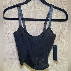 Black Sheer Bustier Top